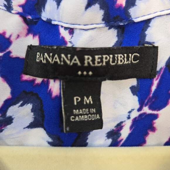 Banana Republic Factory Floral Ruffle Collar Button Down Blouse Size Medium Peti - Picture 3 of 7